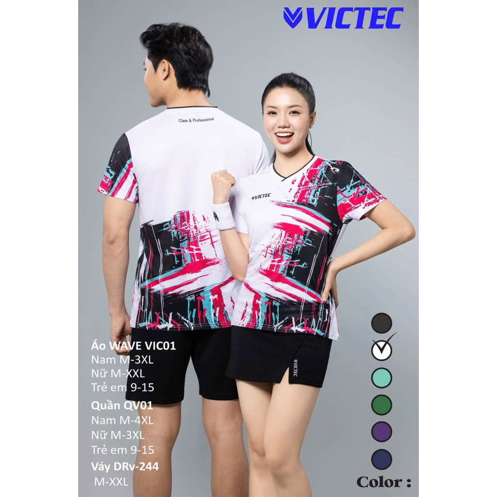 Áo Cầu Lông Nam Nữ Victec Cổ tim