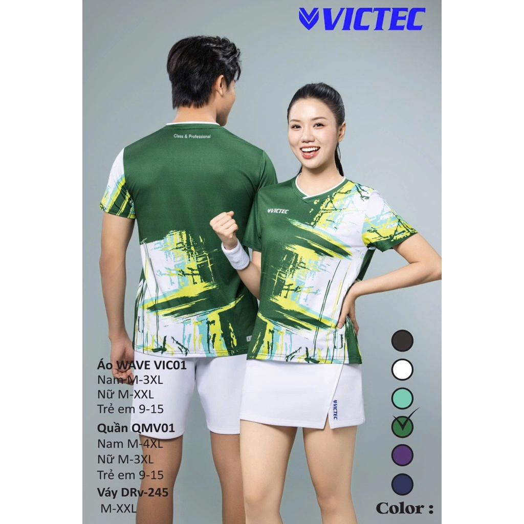 Áo Cầu Lông Nam Nữ Victec Cổ tim