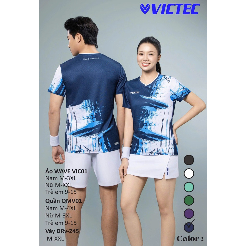 Áo Cầu Lông Nam Nữ Victec Cổ tim