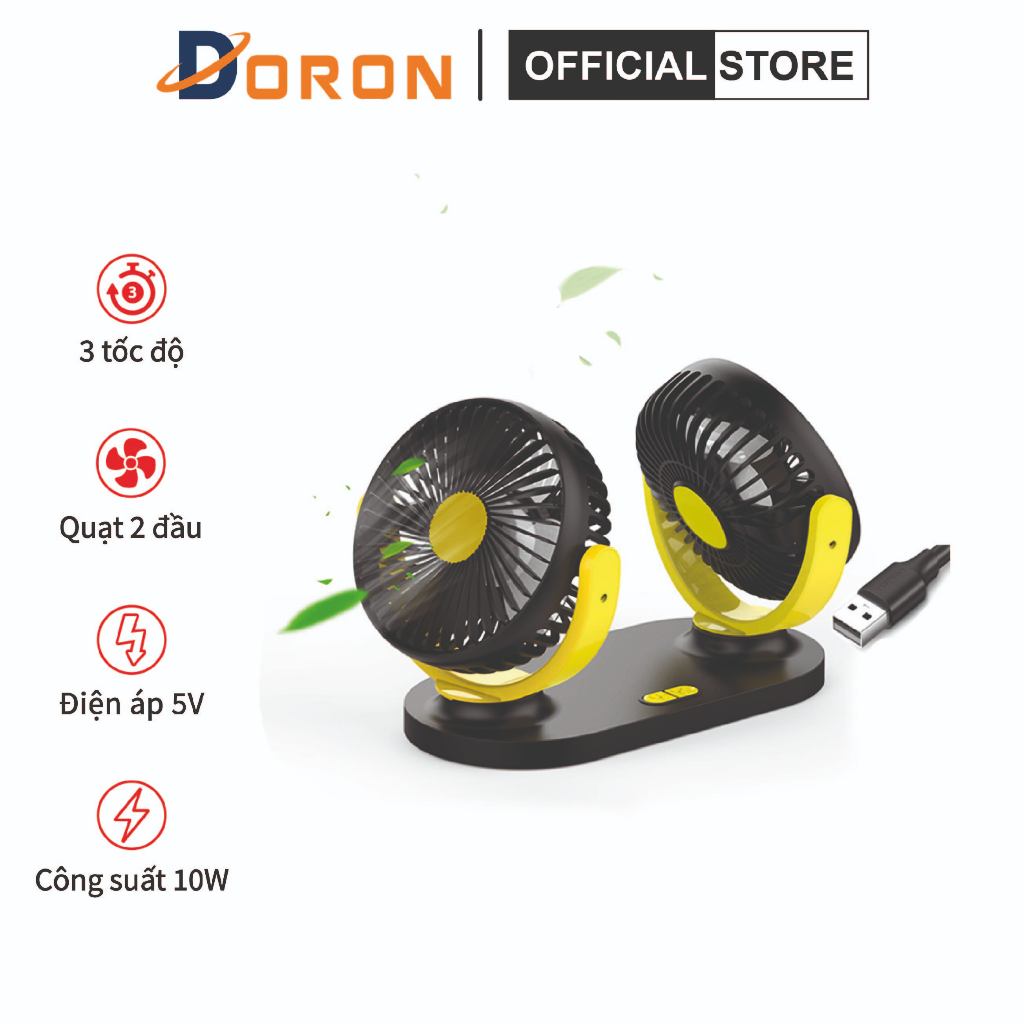 Quạt xe ô tô 10W cắm nguồn usb đa năng xoay 360 độ siêu mát