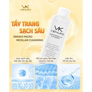 Nước Tẩy Trang Venuko - Công Nghệ Micro Micellar Sạch Sâu, Ngừa Mụn & Lão Hóa, Chứa Collagen, có hộp mini