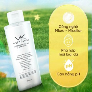 Nước Tẩy Trang Venuko - Công Nghệ Micro Micellar Sạch Sâu, Ngừa Mụn & Lão Hóa, Chứa Collagen, có hộp mini