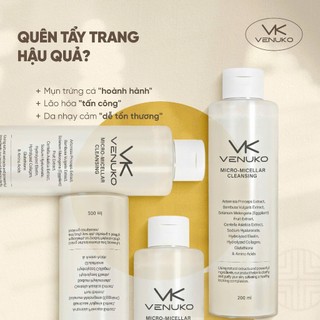 Nước Tẩy Trang Venuko - Công Nghệ Micro Micellar Sạch Sâu, Ngừa Mụn & Lão Hóa, Chứa Collagen, có hộp mini