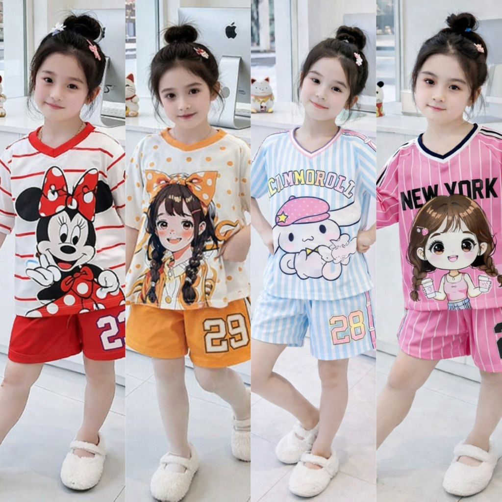 [BỘ BÉ GÁI]  from dáng thể thao cổ tym chất thun thái -mềm mịn-co giãn