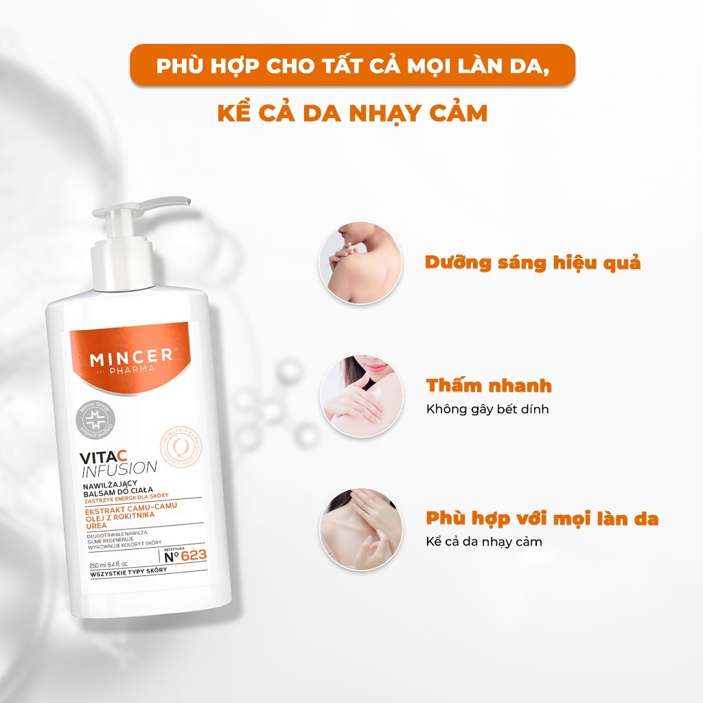 KOL - Kem Dưỡng Thể Trắng Da MINCER EST. PHARMA 1989 Vita C Infusion Body Lotion 250ml