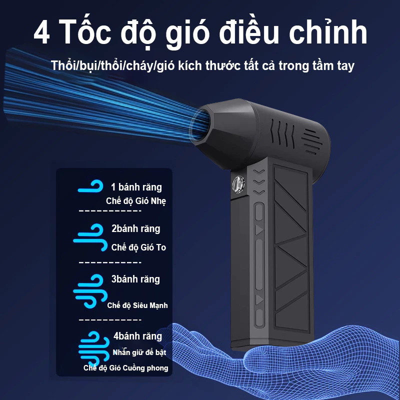 Quạt gió của máy sấy tóc, máy sấy tóc cầm tay, máy sấy tóc mini điện với tốc độ gió 130.000 vòng/phút, tốc độ gió 52 mét