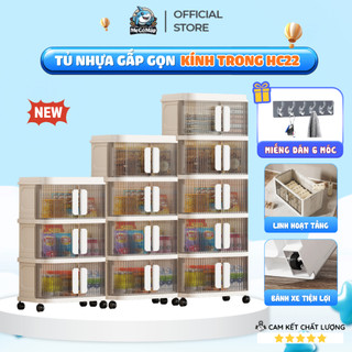 Tủ Đựng Đồ Đa Năng, Tủ Nhựa Gấp Gọn Thông Minh Thiết Kế Cửa Xếp Đóng Mở Dễ Dàng, Có Bánh Xe Tiện Lợi HC22