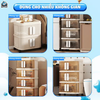Tủ Đựng Đồ Đa Năng, Tủ Nhựa Gấp Gọn Thông Minh Thiết Kế Cửa Xếp Đóng Mở Dễ Dàng, Có Bánh Xe Tiện Lợi HC22