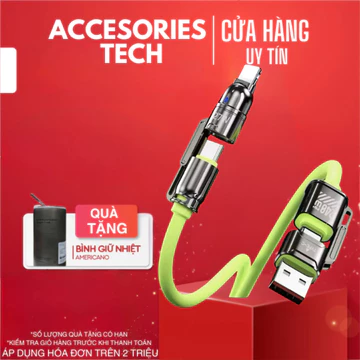 Dây Sạc 4 Trong 1 Sạc Nhanh 240W ,Dây Sạc 4 Đầu Type C/ USB Sang Type-C 1.2M Cáp Sạc Điện Thoại