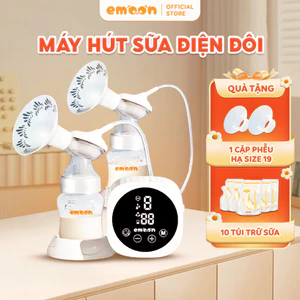 Máy hút sữa điện đôi không dây EMOON, cao cấp phễu silicon giúp hút nhẹ nhàng, hiệu quả massage không đau rát
