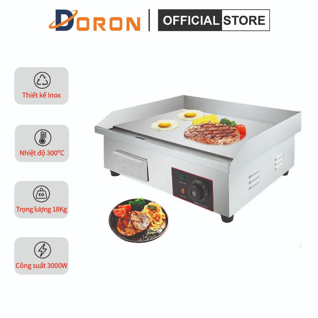 Bếp chiên mặt phẳng 3000W kiểm soát nhiệt độ chính xác, chống dính tốt