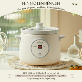 Nồi Nấu Cháo Chậm cho bé 1.5L Bear SB-NNC15, Công Suất 150W, 6 Chế Độ Nấu, Có Giữ Nhiệt, BH 18 Tháng