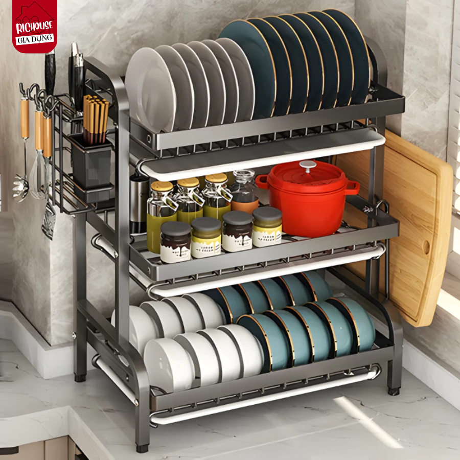 Kệ Úp Chén Bát Inox 304 Đa Tầng,Kệ Để Bát Đĩa Nhà Bếp Bằng Thép Không Gỉ, Kệ Úp Chén Cao Cấp