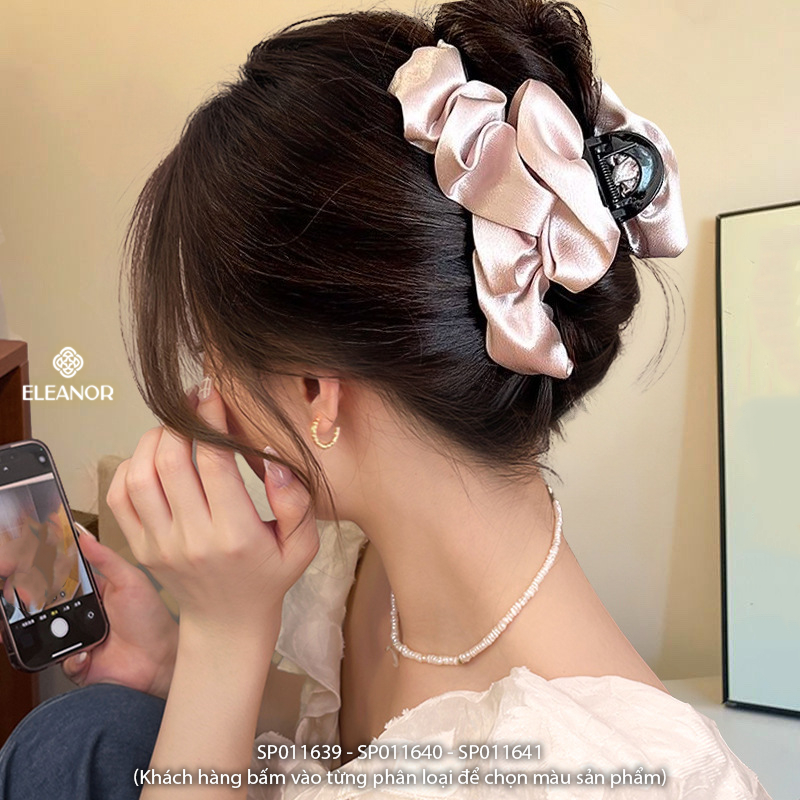 Kẹp tóc nữ Eleanor Accessories lụa trơn basic phụ kiện tóc kẹp càng cua 11639