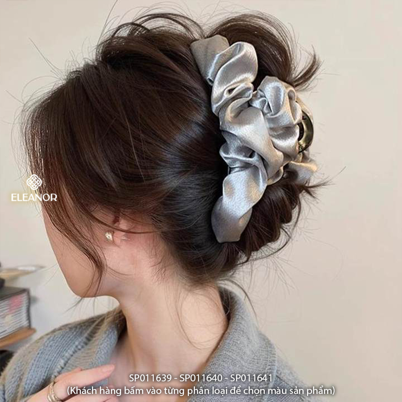 Kẹp tóc nữ Eleanor Accessories lụa trơn basic phụ kiện tóc kẹp càng cua 11639