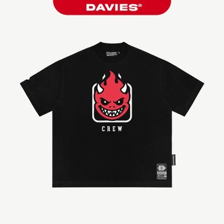 Áo phông cotton form rộng nam nữ DAVIES hình in cá tính nổi bật tay ngắn cổ tròn mềm mại Hellfire Grin Tee | D-T52