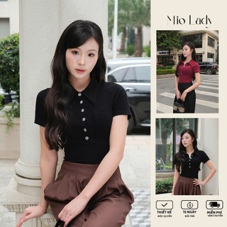 Áo Thun Tăm Cổ Đức Tay Cộc Túi Ốp – Form Ôm Body Thanh Lịch,Thun Co Giãn 4 Chiều,Không Bai Xù,Áo Nữ Đi Làm MioLady AO028