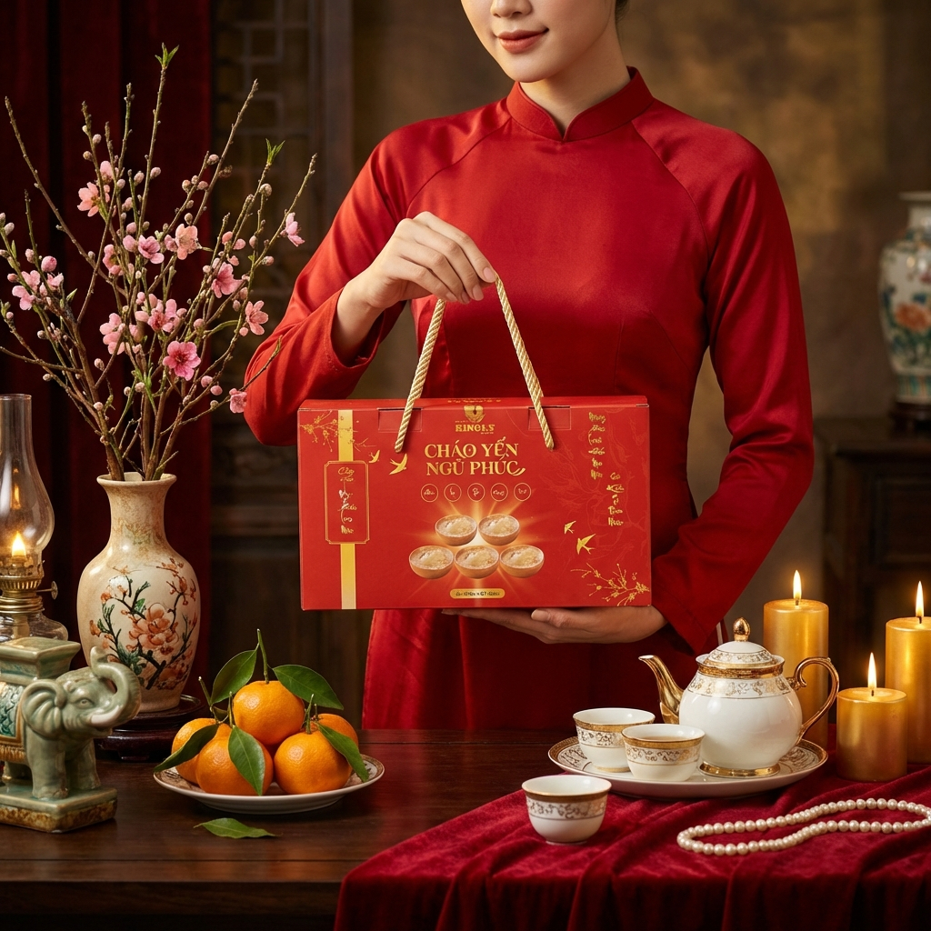 [Combo 2 Set Quà Tặng] Cháo Yến Sào Ngũ Phúc Lâm Môn 20 gram yến tươi + Quà tặng Máy Massage Đa Năng
