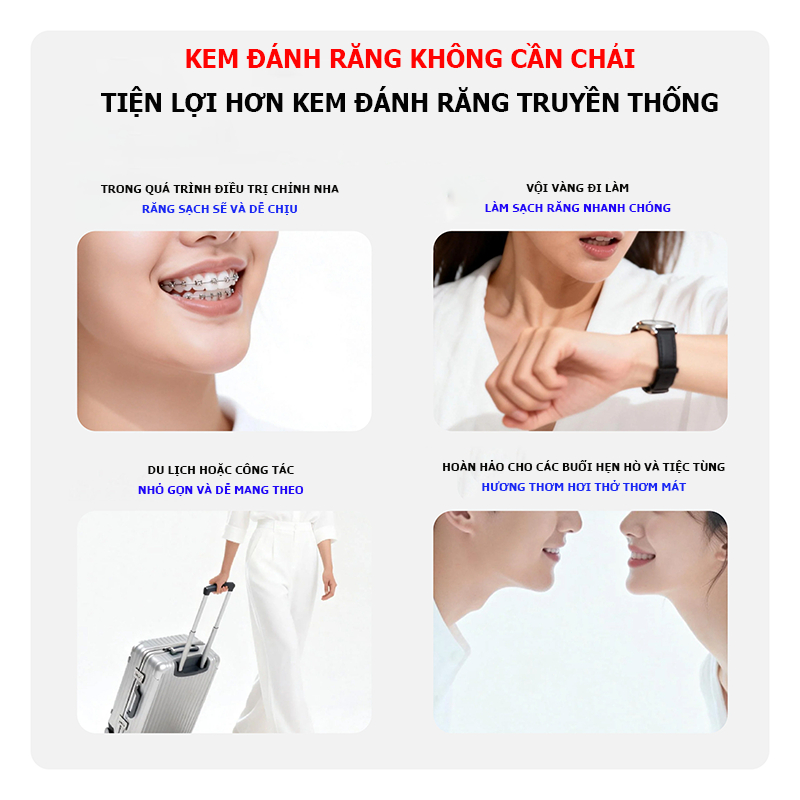 【COD】Viên kem đánh răng tiện dụng để súc miệng và đánh răng, giúp hơi thở thơm mát tức thì. 30 viên/gói.