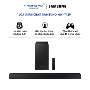 Loa Soundbar Samsung HW-T420 - 2.1 Ch - 150W - Smart Sound, Thiết kế nguyên khối - Bảo hành 12 tháng