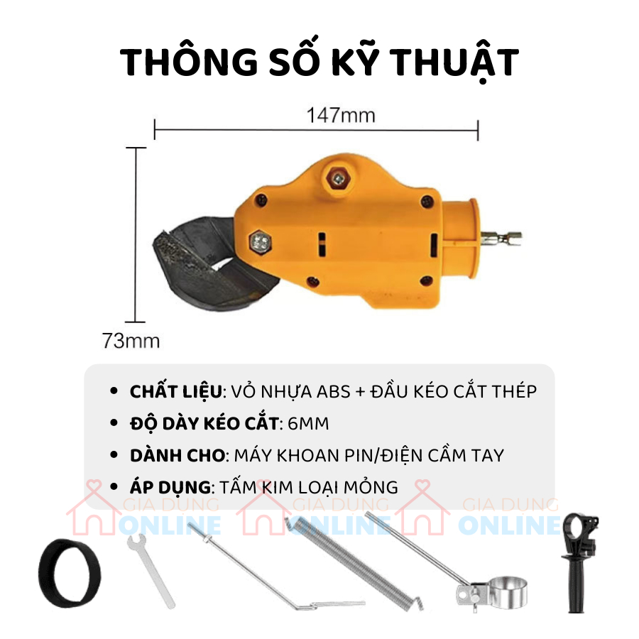 Đầu kéo cắt tấm tôn lưới kim loại tôn thép inox mỏng gắn máy khoan vít pin điện cầm tay