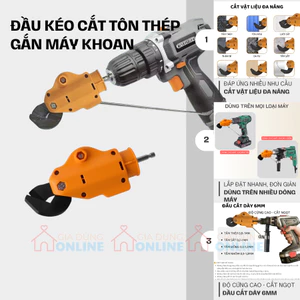Đầu kéo cắt tấm tôn lưới kim loại tôn thép inox mỏng gắn máy khoan vít pin điện cầm tay