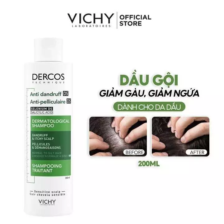 Dầu Gội VICHY Dercos Anti Dandruff Hair Shampoo Sạch Gàu Cho Da Đầu Dầu (Love)