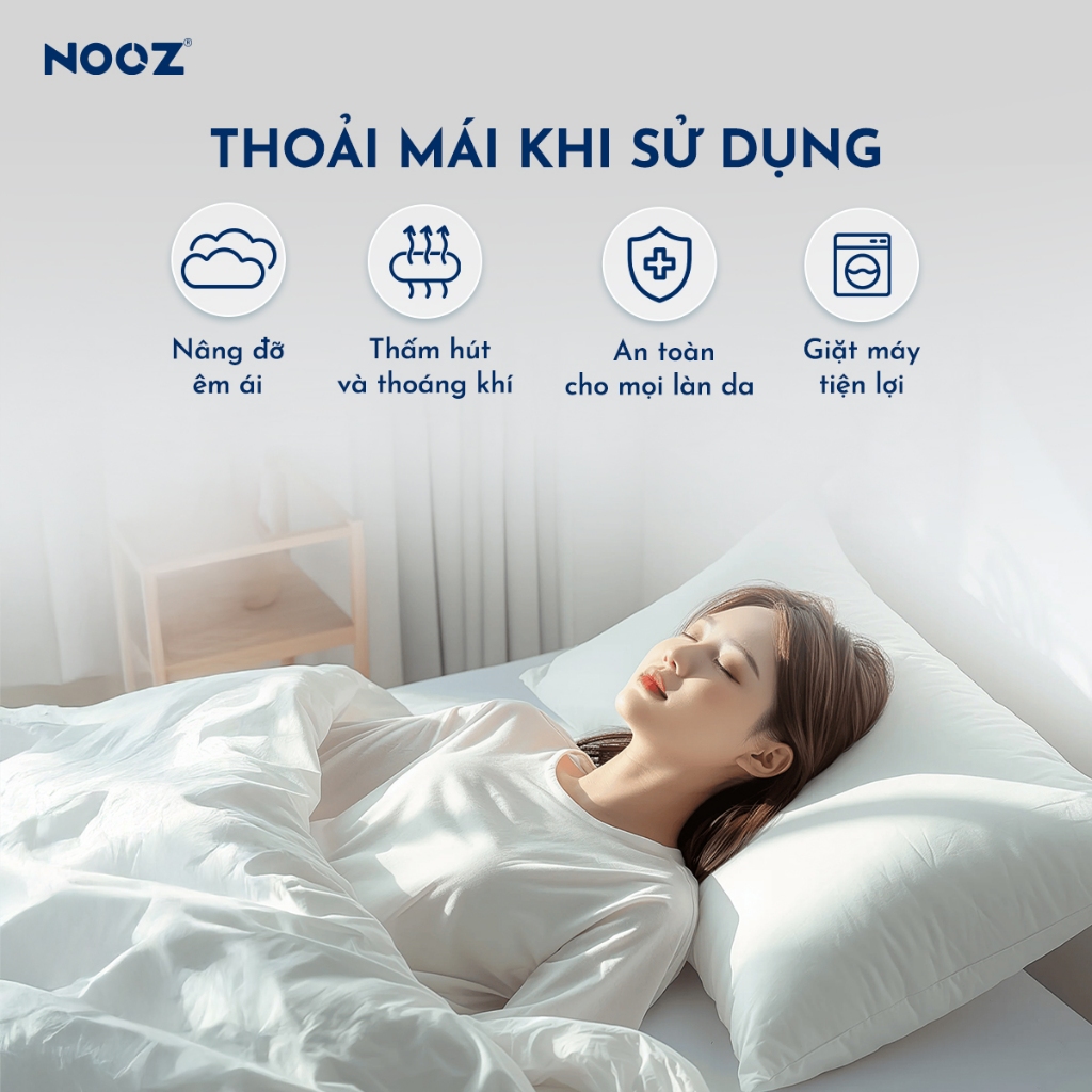 Ruột Gối Nằm NOOZ Gòn Lông Vũ Microfiber 50x70cm Khóa Kéo Ẩn Mềm Mại Êm Ái NOOZ Home Goods Pillow | BigBuy360 - bigbuy360.vn