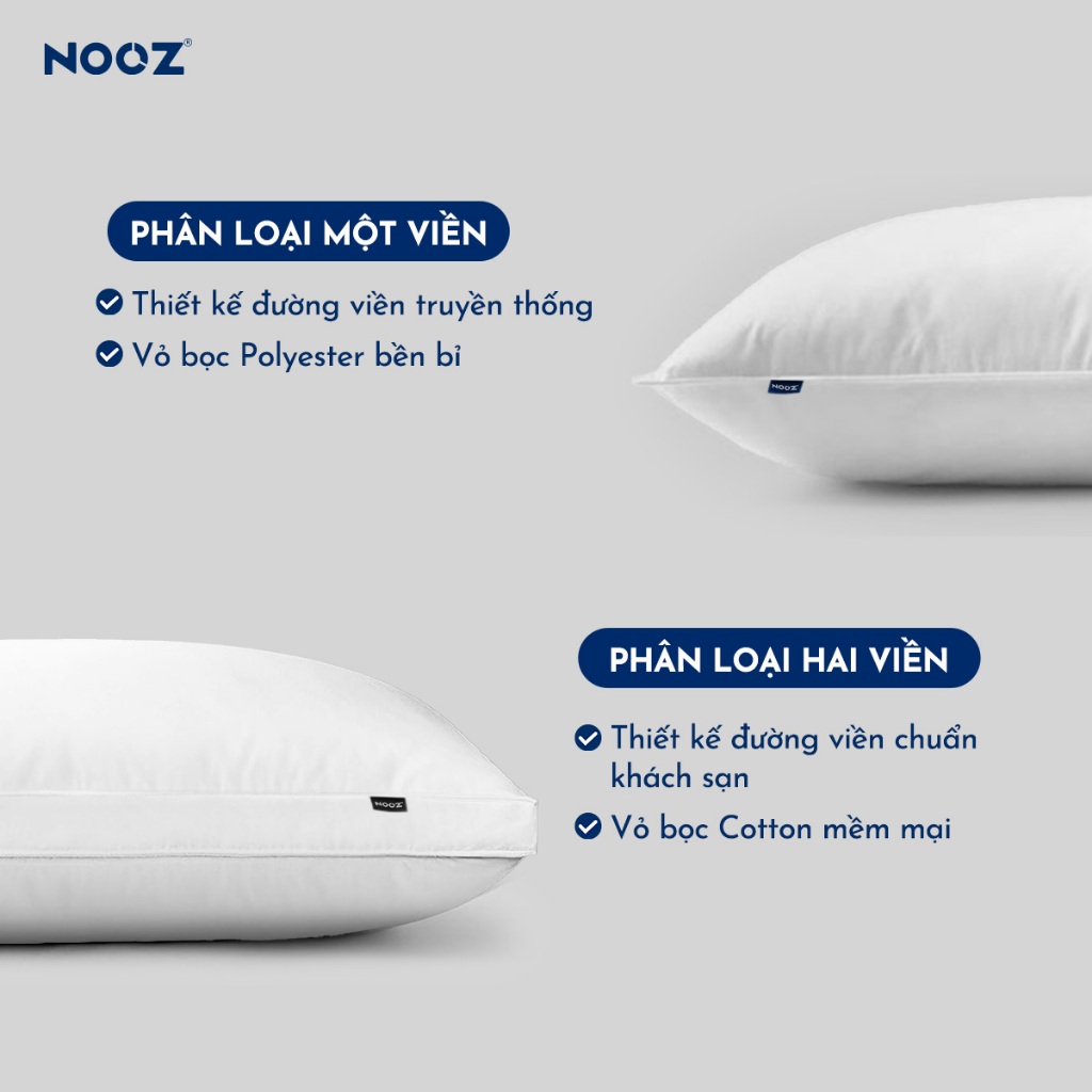 Ruột Gối Nằm NOOZ Gòn Lông Vũ Microfiber 50x70cm Khóa Kéo Ẩn Mềm Mại Êm Ái NOOZ Home Goods Pillow | BigBuy360 - bigbuy360.vn
