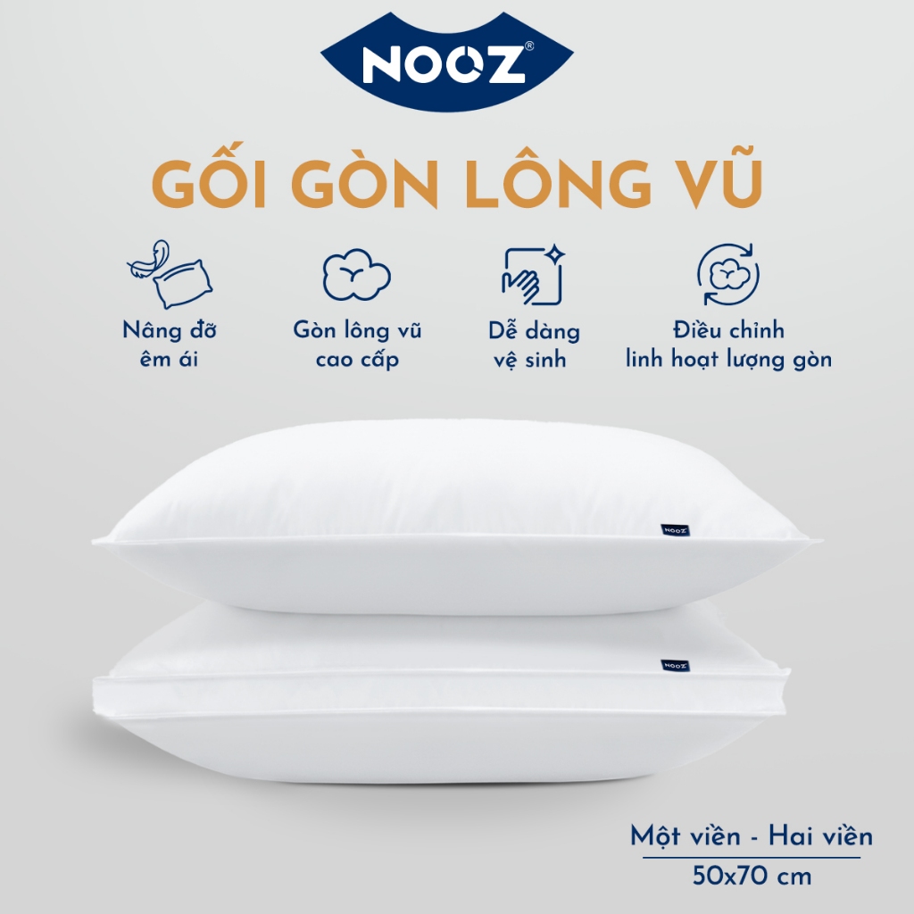 Ruột Gối Nằm NOOZ Gòn Lông Vũ Microfiber 50x70cm Khóa Kéo Ẩn Mềm Mại Êm Ái NOOZ Home Goods Pillow | BigBuy360 - bigbuy360.vn