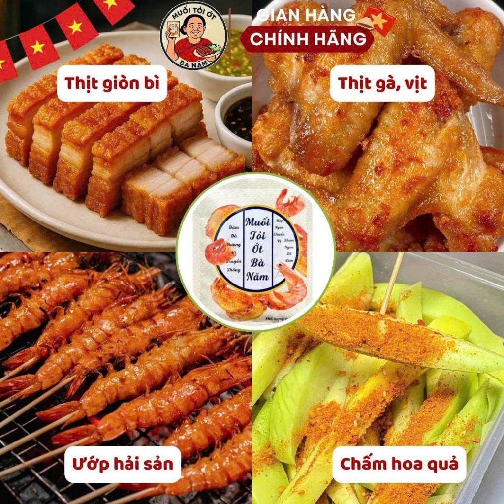 5 gói Muối tỏi ớt Bà Năm - Cho món nướng thơm ngon giòn rụm