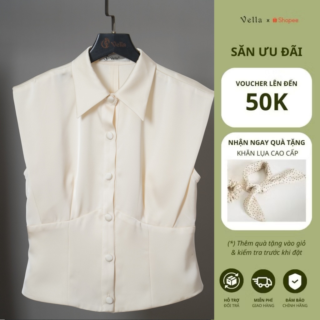 Set áo peplum kem phối chân váy lụa đen dáng A – đồ công sở thanh lịch nữ Vella VA24116 VV24097