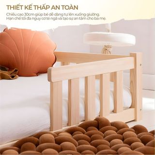 Giường Cho Bé Sơ Sinh Geneva Bed Lắp Ráp Kèm Thanh Chắn Gỗ Thông Cho Bé Ngủ Riêng 1 - 3 Tuổi Mầm Non, Mẫu Giáo