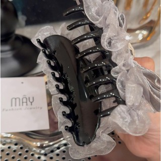 Kẹp tóc bản thuyền, kẹp chuối bọc voan đính hoa đá • Mây Fashion Jewelry - K1025.34
