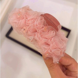 Kẹp thuyền, kẹp chuối voan hồng nhạt đính hoa • Mây Fashion Jewelry - K1025.32