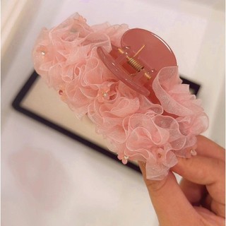 Kẹp thuyền, kẹp chuối voan hồng nhạt đính hoa • Mây Fashion Jewelry - K1025.32