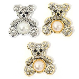 Charm đính đá: Gấu ôm ngọc- Phụ kiện DIY- Charm gắn dép cao câp