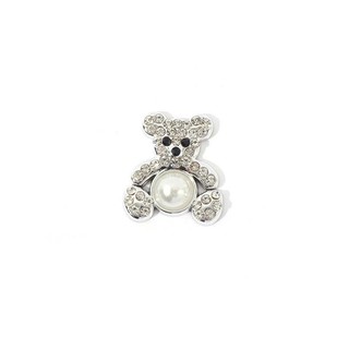 Charm đính đá: Gấu ôm ngọc- Phụ kiện DIY- Charm gắn dép cao câp