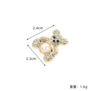 Charm đính đá: Gấu ôm ngọc- Phụ kiện DIY- Charm gắn dép cao câp