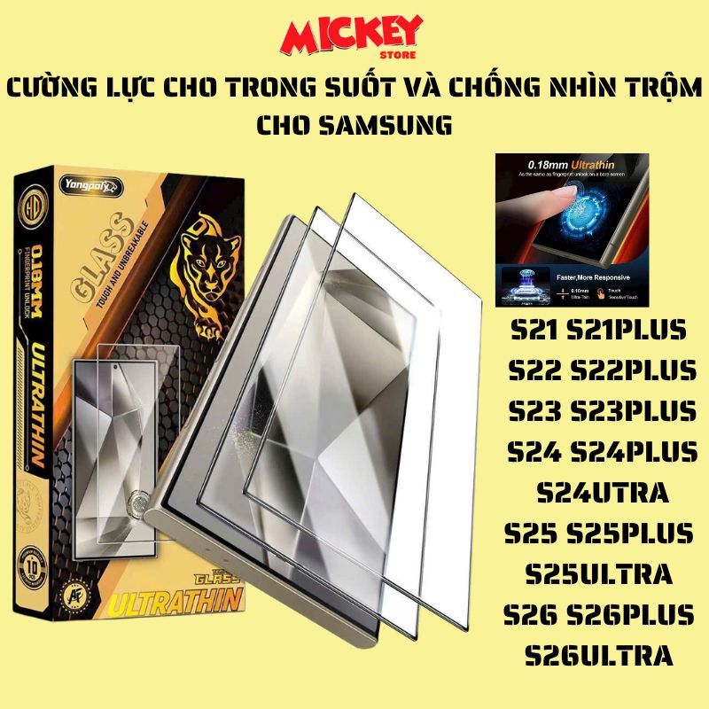 Kính cường lực full màn trong suốt Samsung S26Ultra S26Plus S26 S25 S24 S23 S22Ultra Plus