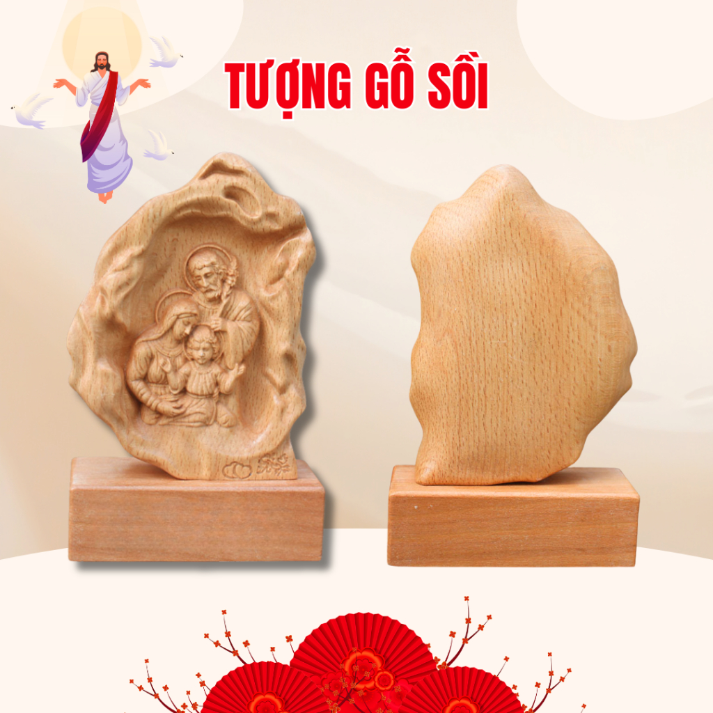 Tượng Gia Đình Thánh Gia Gỗ Sồi Tự Nhiên – Điểm Tựa Đức Tin Cho Mỗi Gia Đình