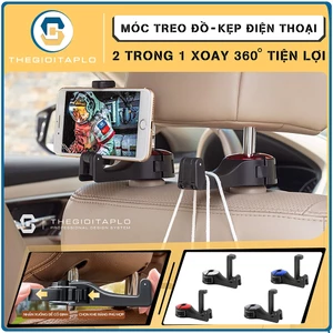 Móc treo đồ trên ô tô kèm giá đỡ kẹp điện thoại xoay 360 tiện lợi chắc chắn sang trọng
