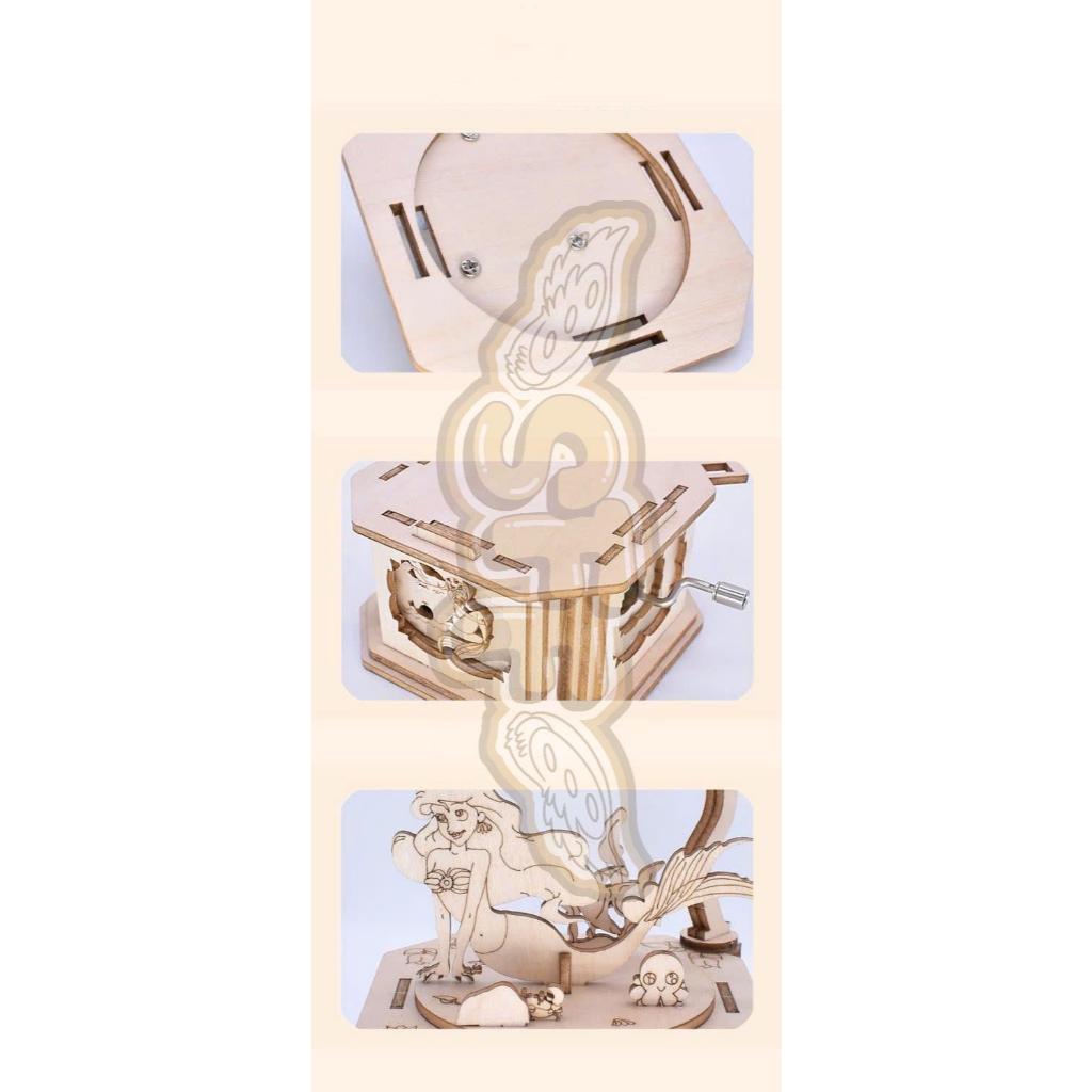 Đồ Chơi Lắp Ráp Mô Hình Gỗ 3D Hộp Nhạc Tay Quay Máy Hát Cổ Điển Gramophone