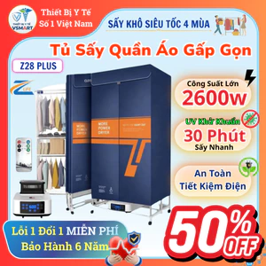 Máy Sấy Quần Áo công suất lớn 2600w, Tủ Sấy Quần Áo Gấp Gọn Khô Nhanh, UV Khử Mùi Diệt Khuẩn, Mốc