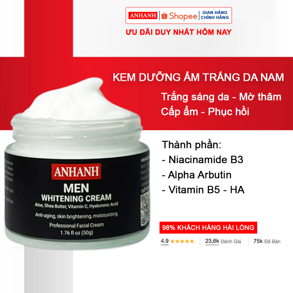 Kem dưỡng ẩm Trắng da cho nam, mờ thâm cấp ẩm cho nam ANHANH