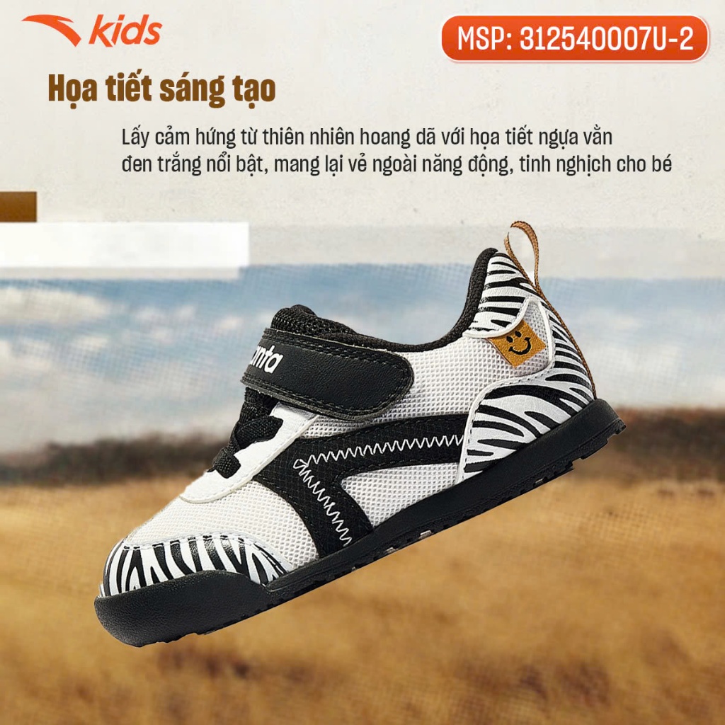 ANTA Kids Giày Tập Đi Bé Trai, Bé Gái Đế Mềm Êm Nhẹ, Chống Trượt, Quai Dán Velcro 312540007U/332520001U
