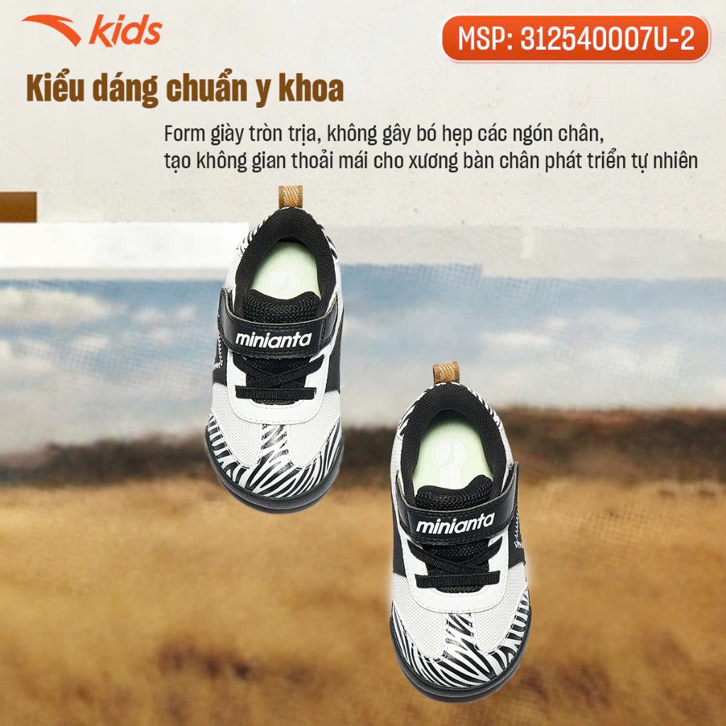 ANTA Kids Giày Tập Đi Bé Trai, Bé Gái Đế Mềm Êm Nhẹ, Chống Trượt, Quai Dán Velcro 312540007U/332520001U