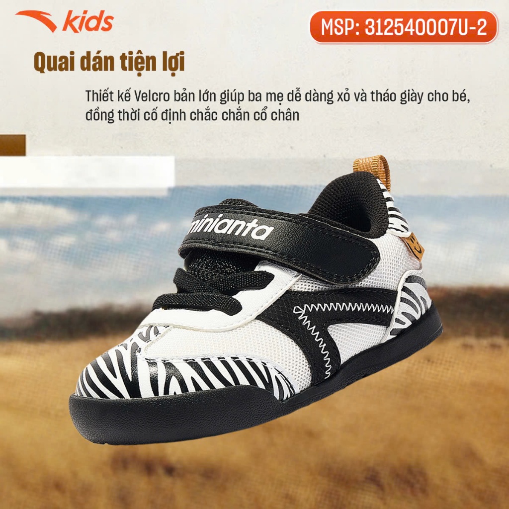 ANTA Kids Giày Tập Đi Bé Trai, Bé Gái Đế Mềm Êm Nhẹ, Chống Trượt, Quai Dán Velcro 312540007U/332520001U
