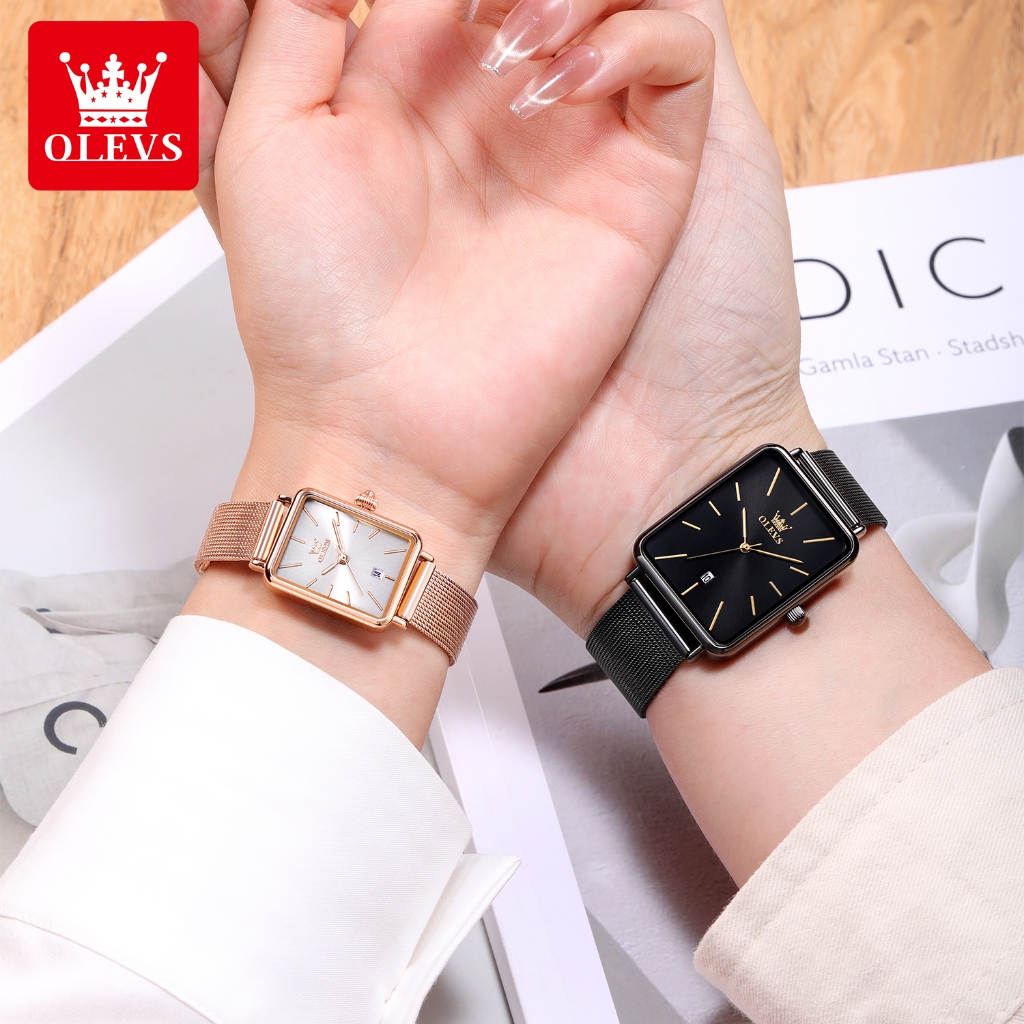 OLEVS Đồng hồ Cặp Quà Chính hãng dây đeo bằng thép không lịch chống thấm chức năng phát sáng 3692