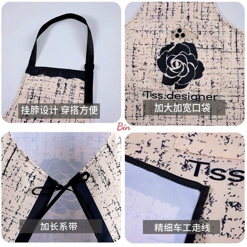 Tạp Dề Nấu Ăn Chống Thấm Họa Tiết Hoa Hồng Tss Designer – Tạp Dề Nhà Bếp Có Túi Tiện Lợi